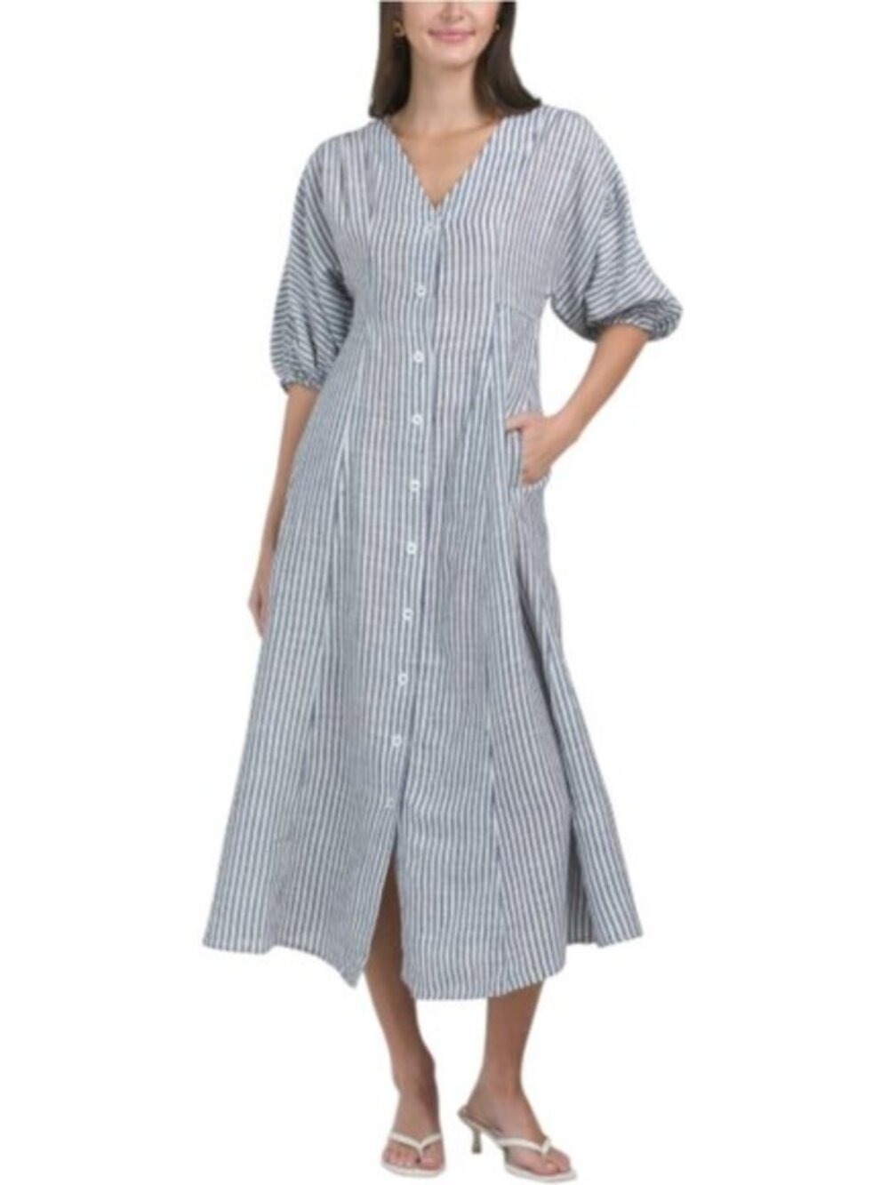 MAX STUDIO Puff Sleeve V-neck Maxi Dress ♥️